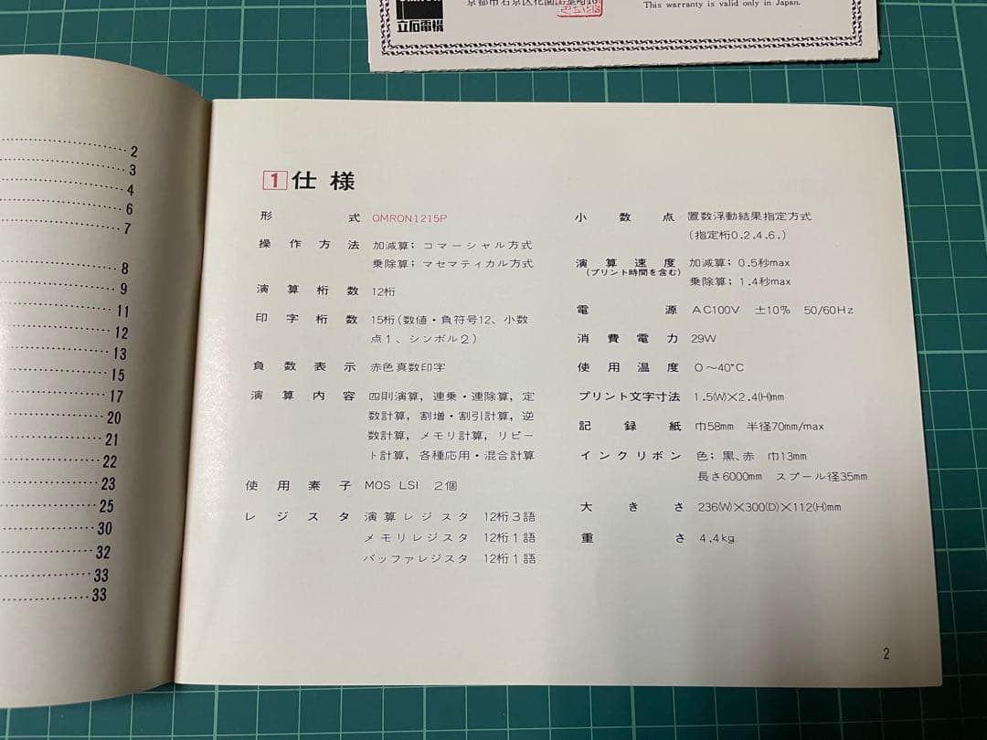 [昭和レトロ] 未使用品 オムロン記録式電子卓上計算機 1215P