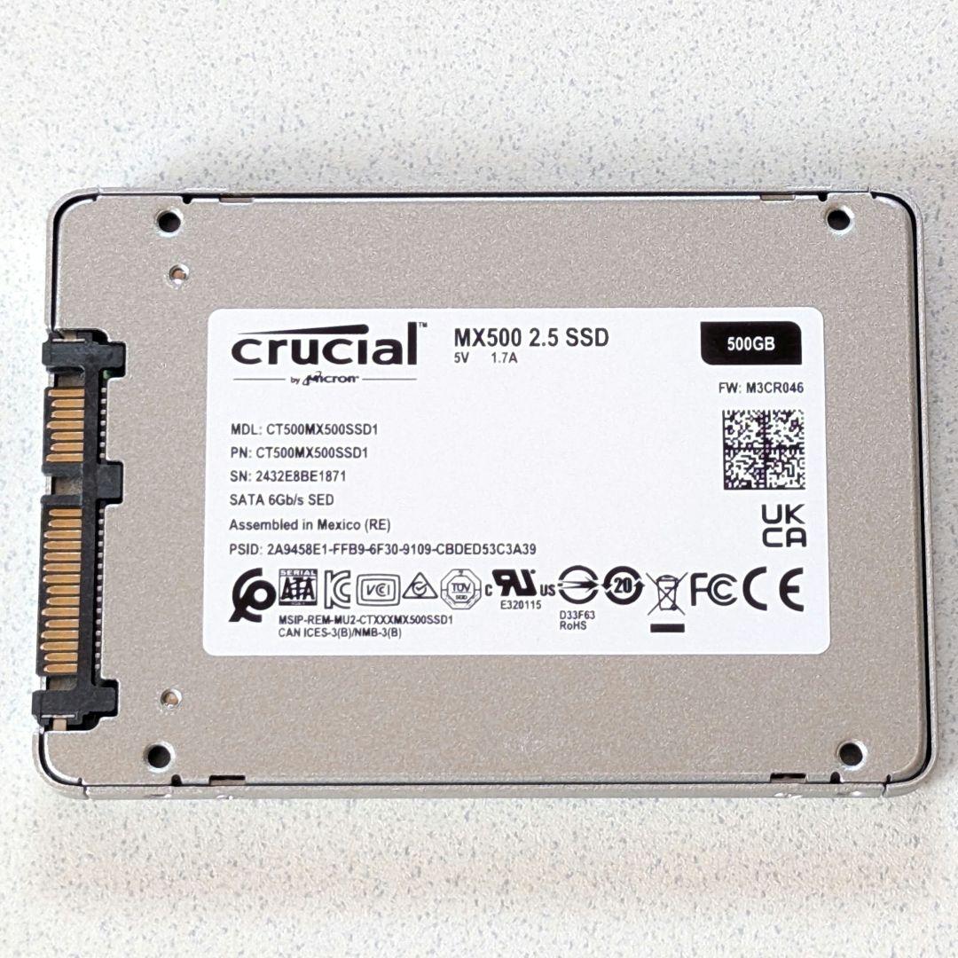 CRUCIAL 2.5インチ SSD 500GB MX500 343時間