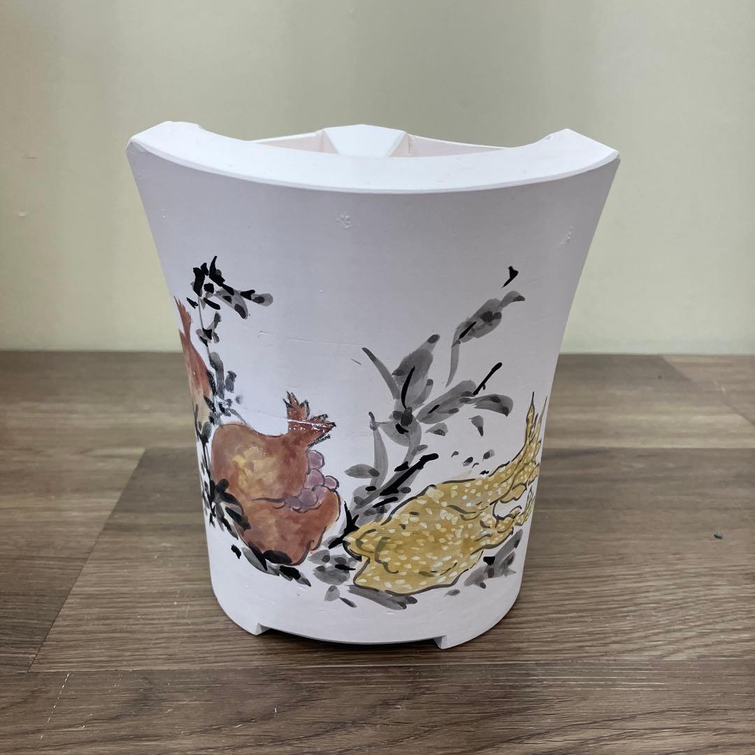 E-1 【極美品】煎茶道 白泥 涼炉 台座付き 「名揚合利」刻印 中国茶器