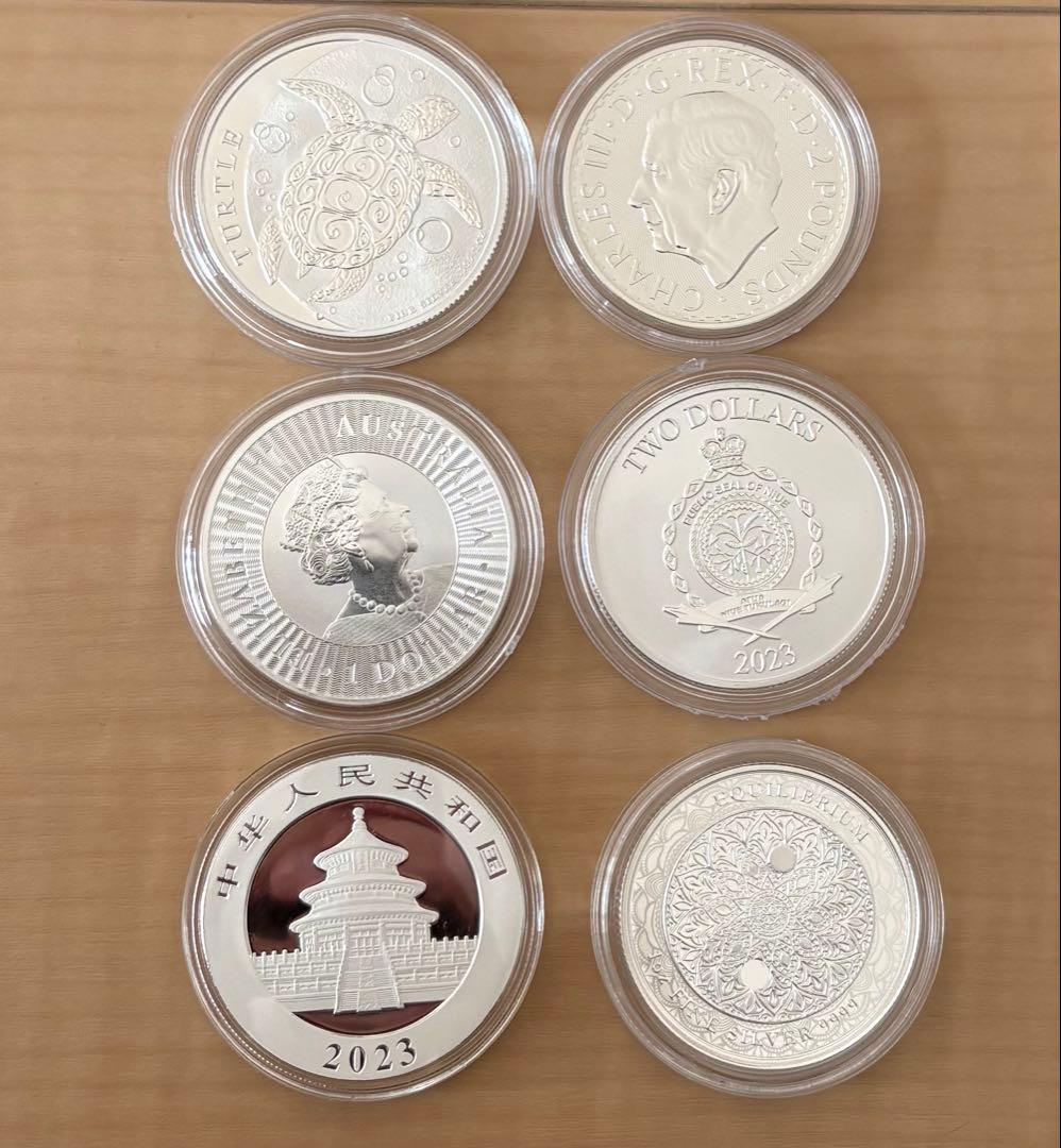 銀貨　新品未使用 クリアケース付き【30g~1oz】　6枚