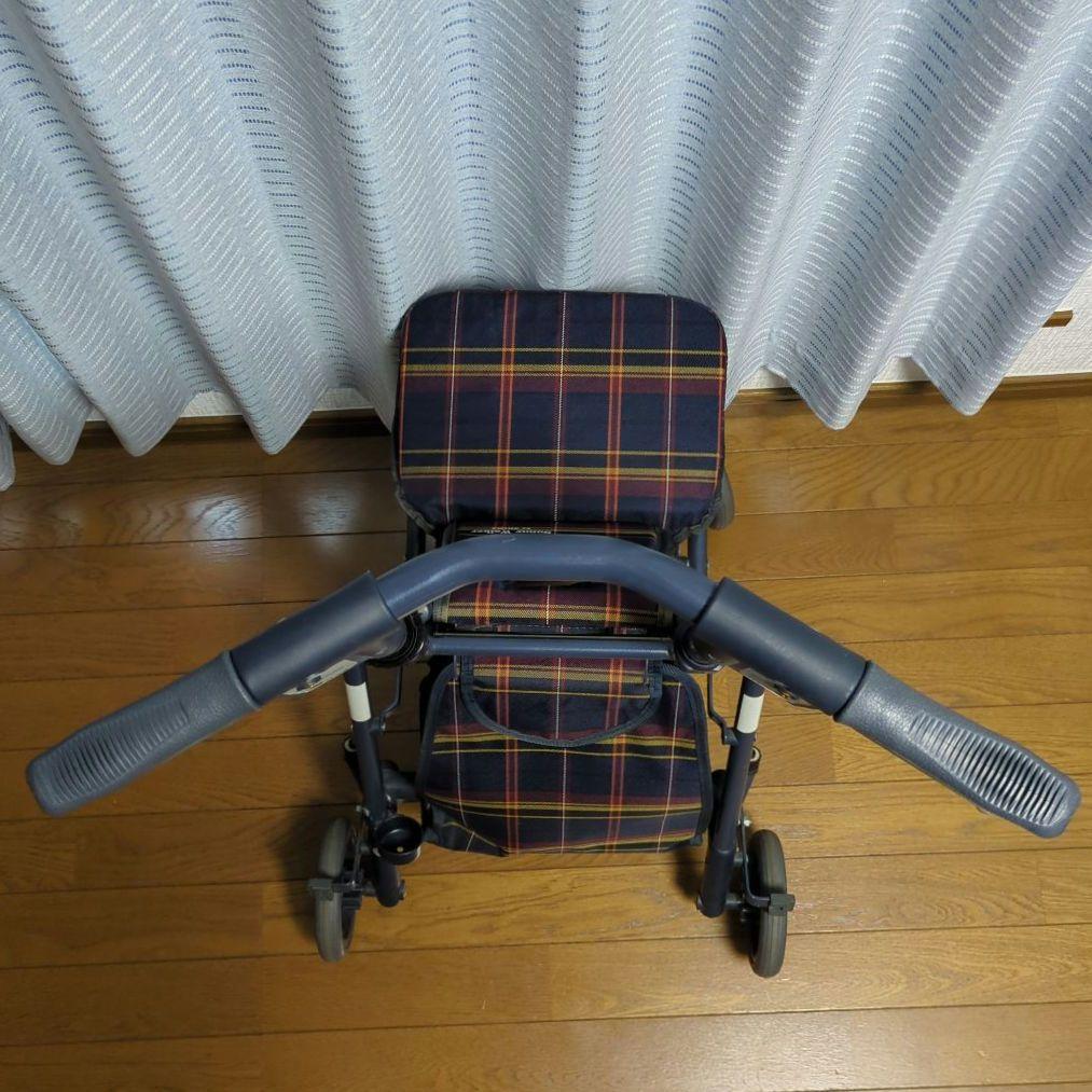 折りたたみ式 シルバーカー チェック柄