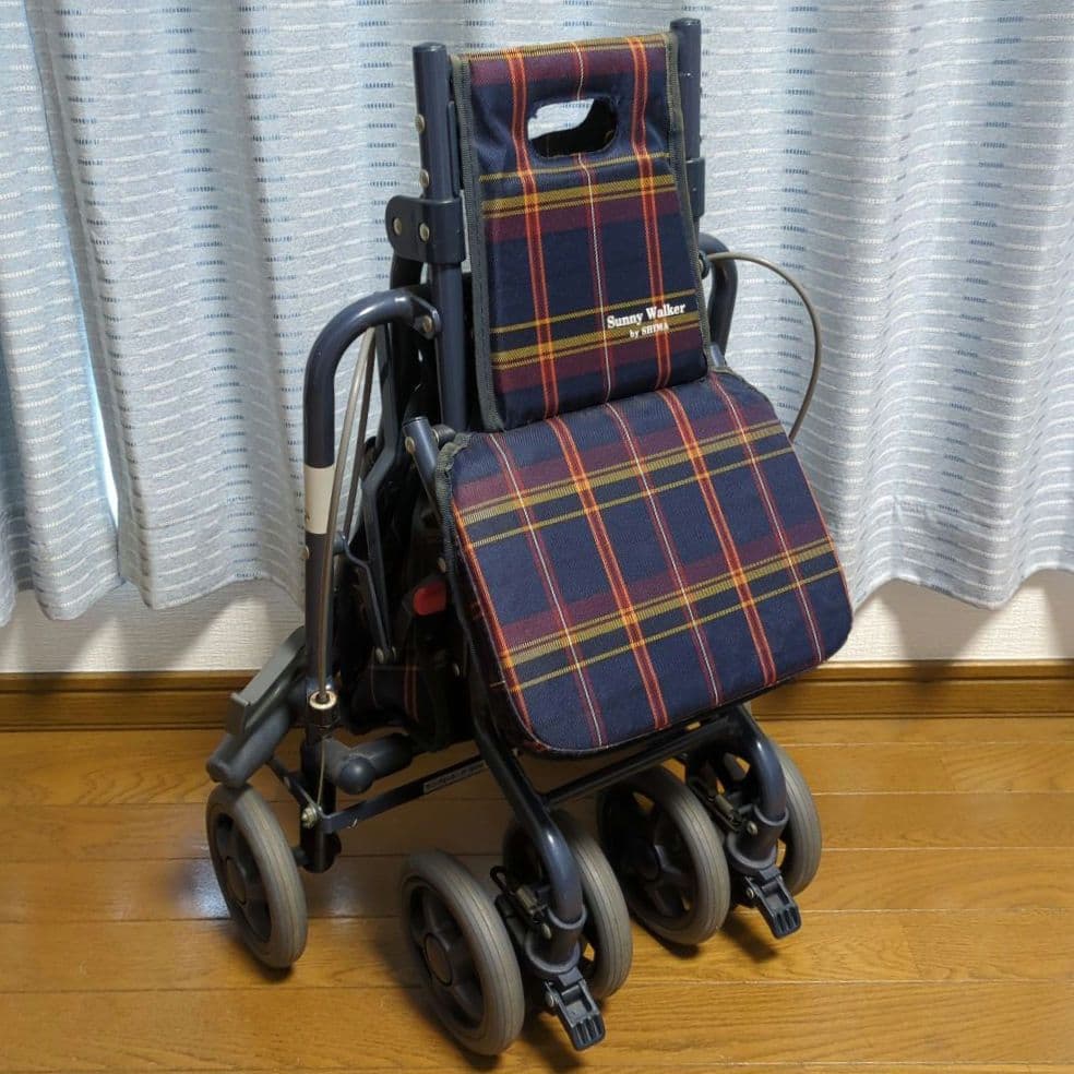 折りたたみ式 シルバーカー チェック柄