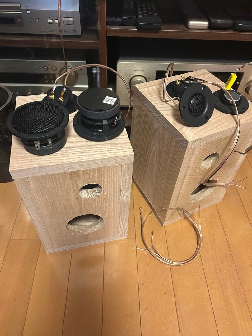 自作スピーカー タモ無垢材使用 2WAY密閉型