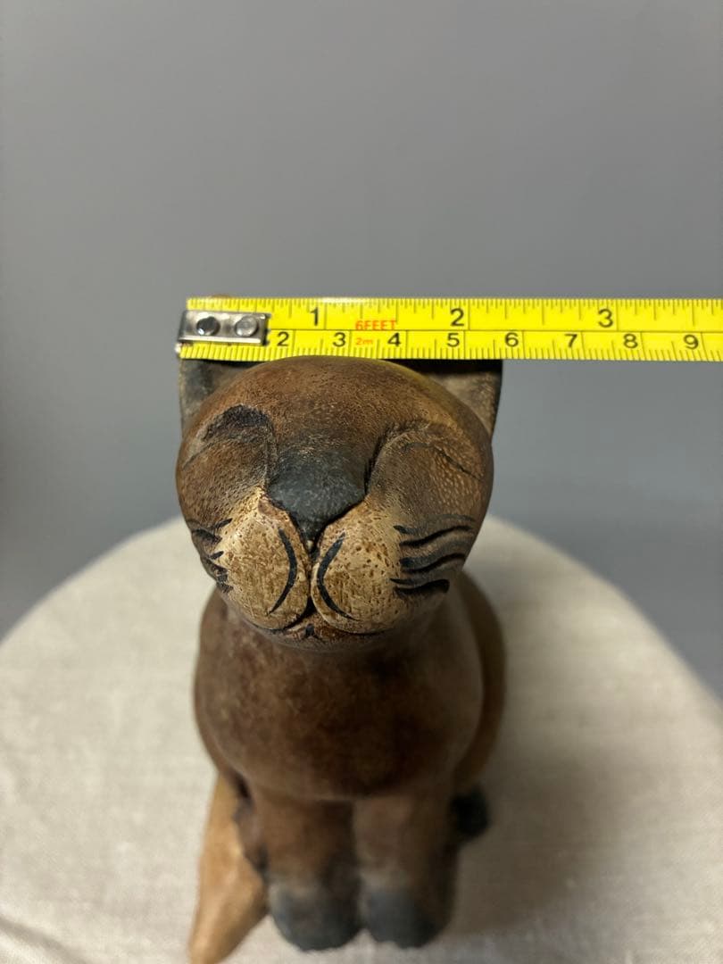 アンティーク 木彫り猫　50年代 骨董　木製 猫の置物