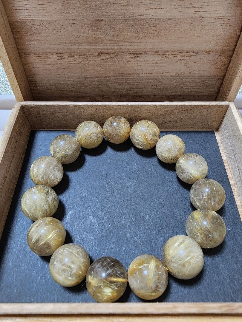 天然石　ルチルクォーツ　タイチンルチル 14.5mm
