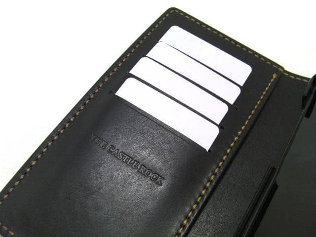 栃木レザー 手帳型スマホケース 本革 iPhone15 16 17 スタッズ 黒