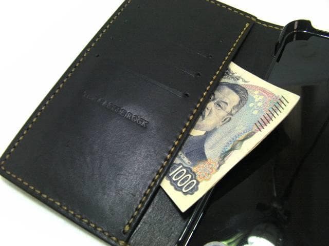 栃木レザー 手帳型スマホケース 本革 iPhone15 16 17 スタッズ 黒