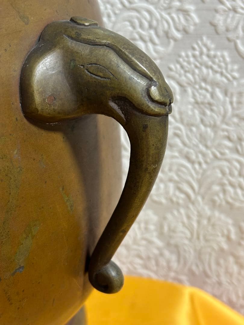 レトロ アンティーク　真鍮製 火鉢 双耳 古民具　手あぶり　重さ約4kg