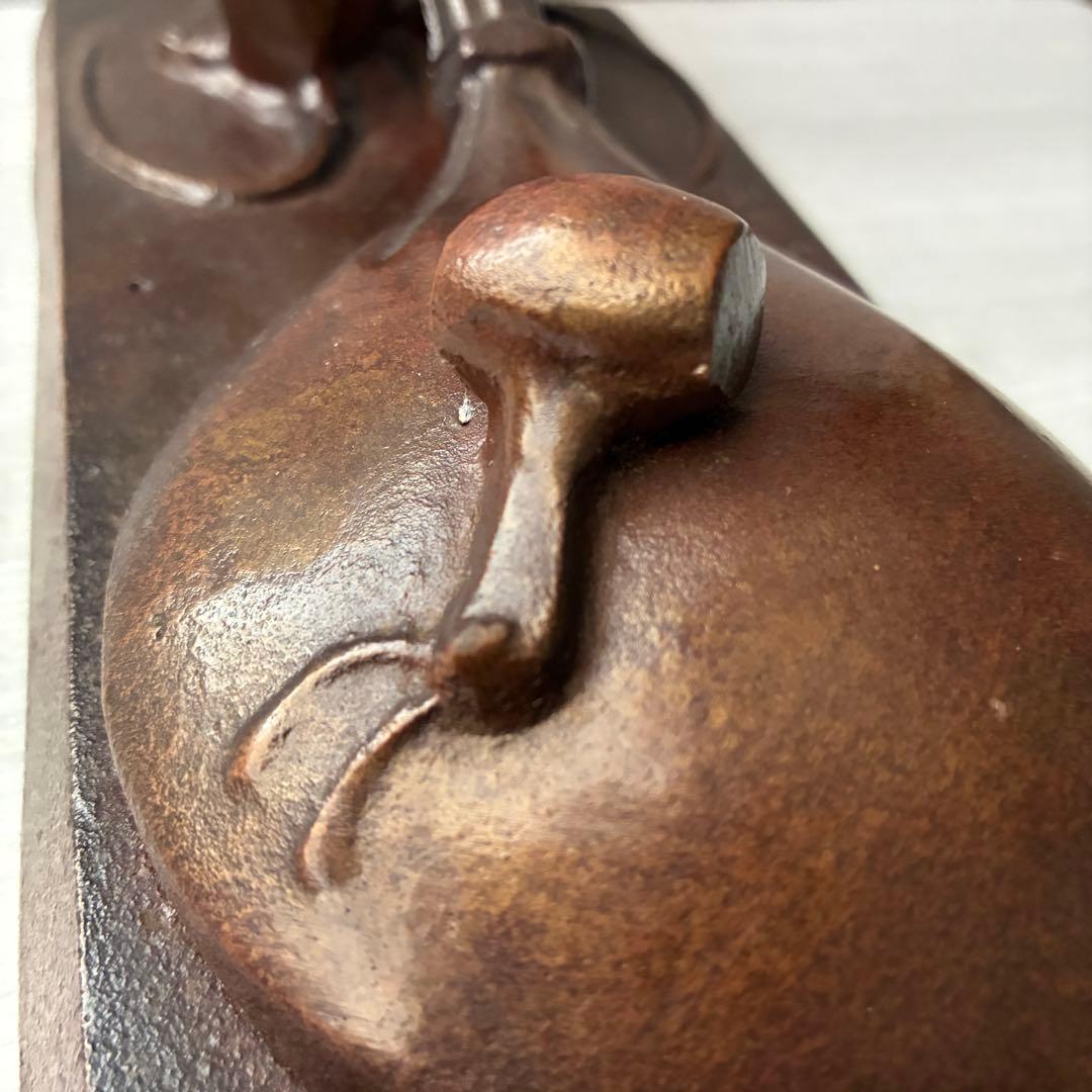 【縁起物】正昭作 鼠 袋引き 置物 干支 子 彫刻 工芸品　ブロンズ