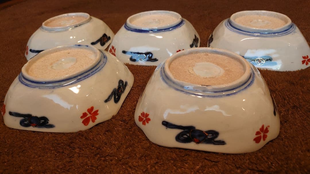 古伊万里　伊万里　色絵　金襴手　角皿　菓子皿　蔵出し　５客