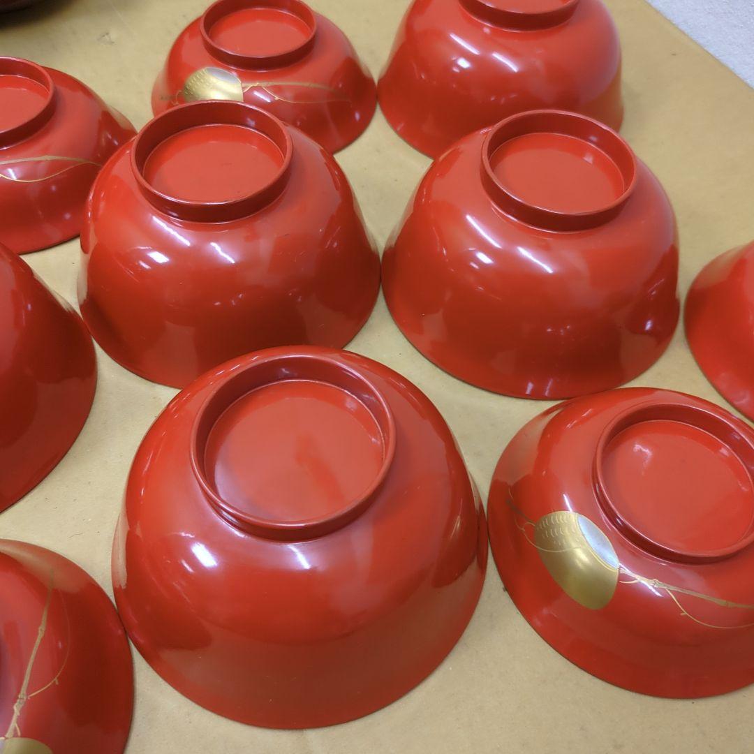 骨董　お椀　蓋付き　漆器　蒔絵　海　木製　漆　5つ〜