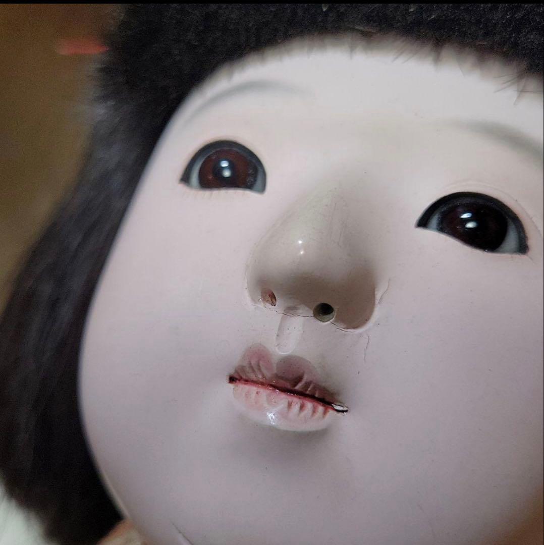 お値下げ　市松人形【國光作】愛らしいリボンの女の子　ガラスケース入宅急便