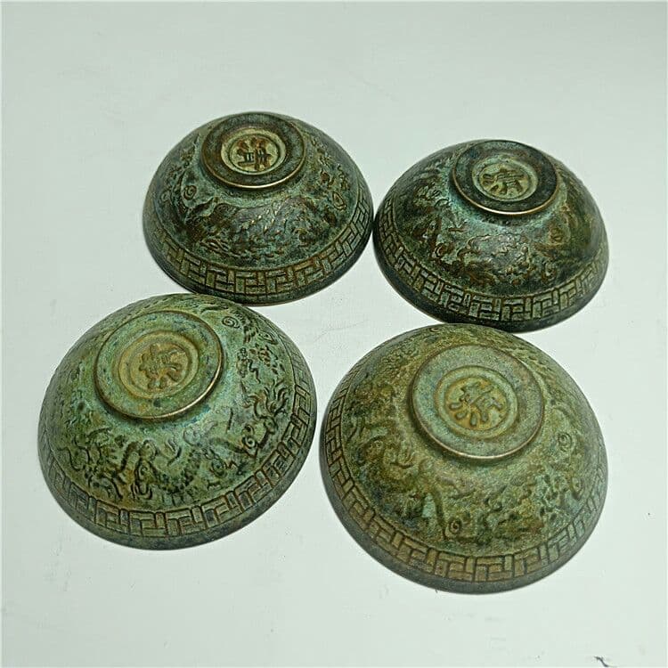 古銅工芸品福禄壽喜茶碗小湯呑み置物