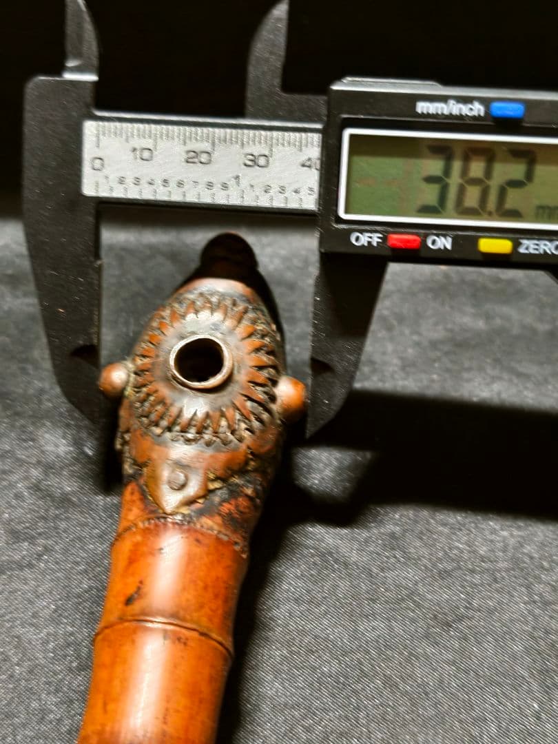 和骨董 煙管キセル 古竹 古銅金具 桐箱収納 時代物 明治古美術 蒐集家放出珍品