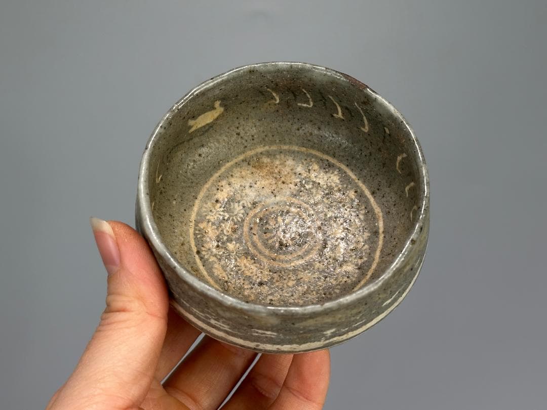 UM12U 朝鮮古美術　李朝時代茶道具　三島象嵌盃　茶碗　時代物古物　韓国美術
