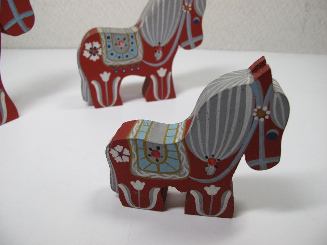 デンマーク　手描木製　スカンジナビア民芸品　３体　インテリア装飾　ビンテージ品