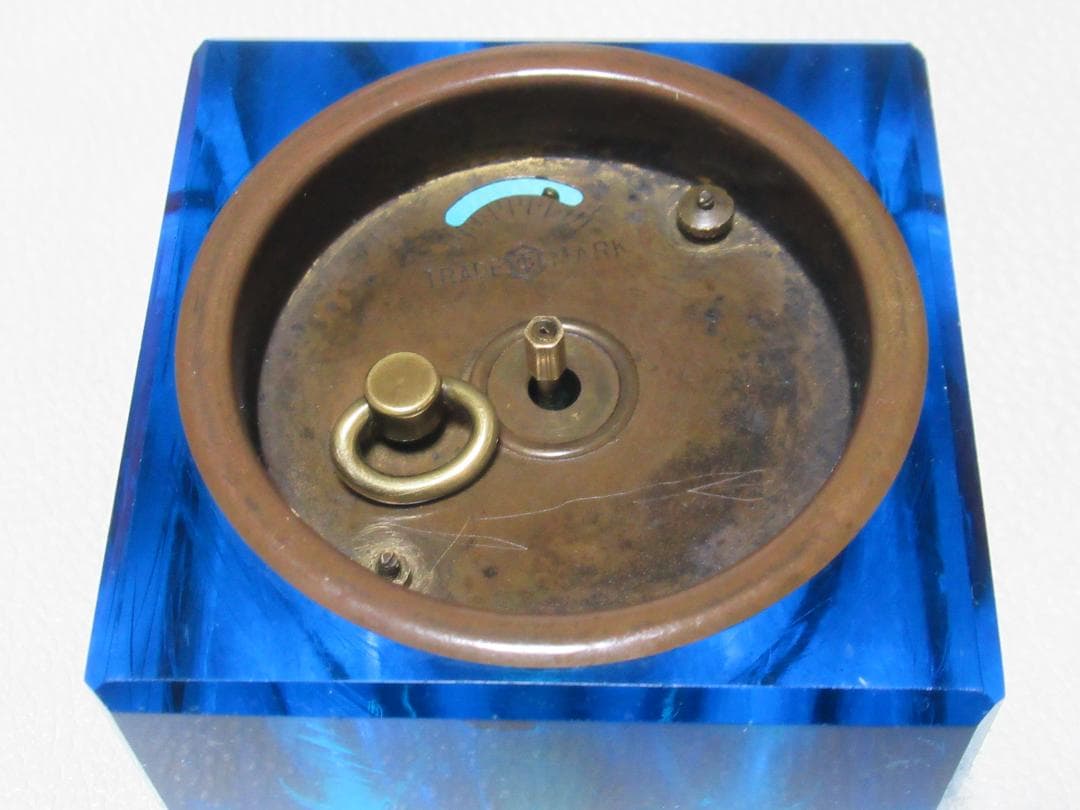 美品 大正初期 可動品◆東洋時計 ウラン青ガラス 機械式 手巻き置き時計/枕時計