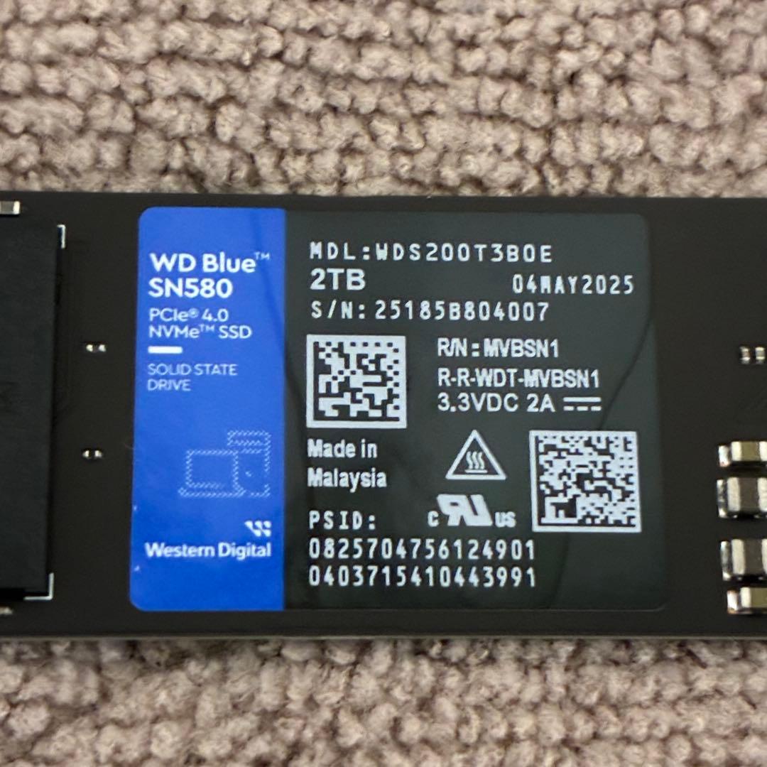 内蔵型SSD WD Blue SN580 2TB NVMe SSD
