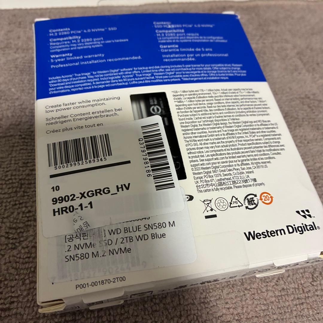 内蔵型SSD WD Blue SN580 2TB NVMe SSD