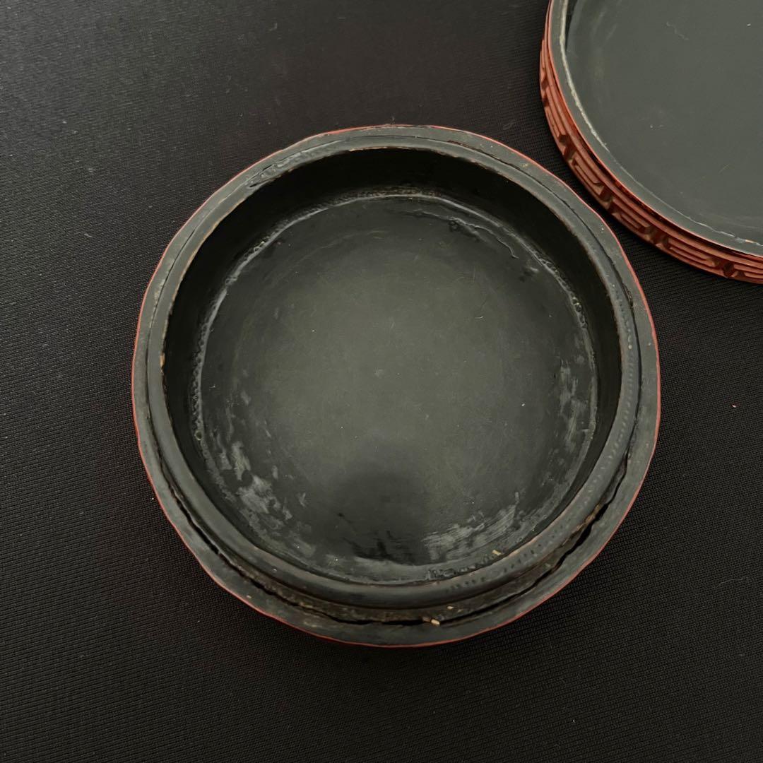 堆朱香合　骨董品　年代不明