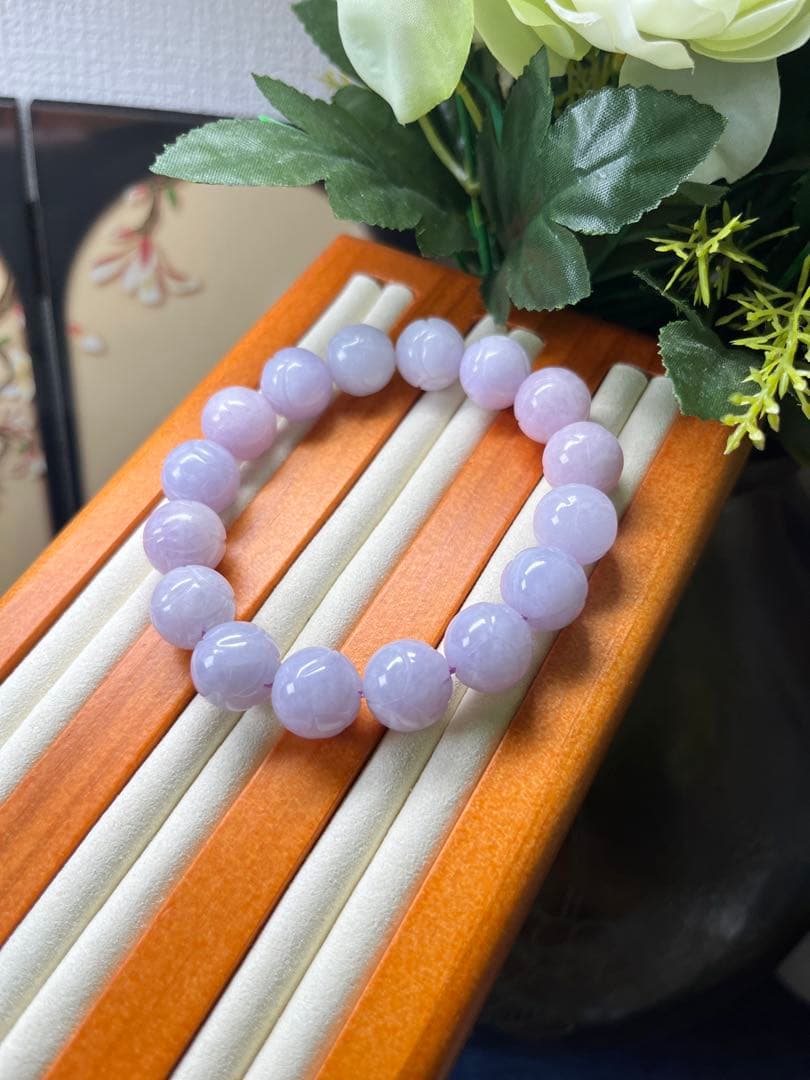 特選コレクションレベル❣️ミャンマー産本翡翠　極上濃紫大粒ブレスレット　鑑定書付き