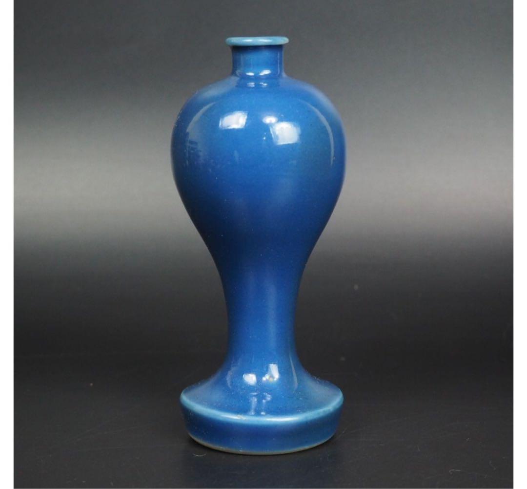 送料無料　古い藍釉小瓶　高14.5ｃｍ
