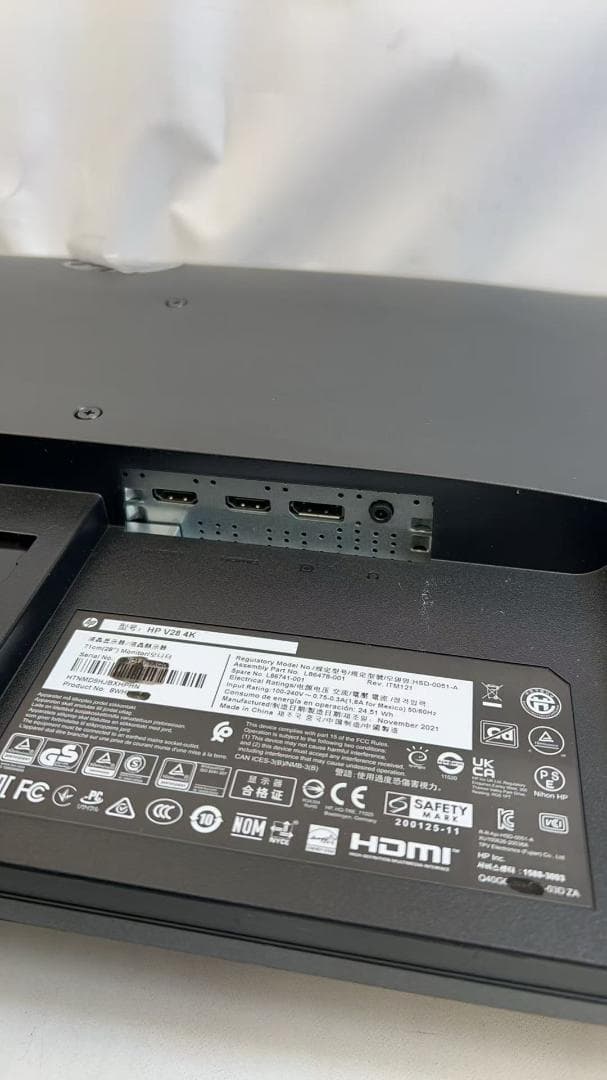 28インチ 4Kモニター 21年 HP V28 4K