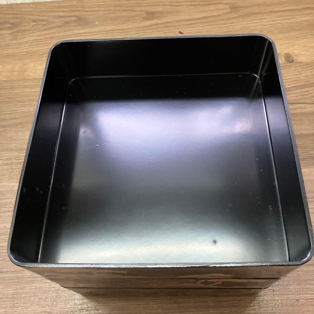 D-5 山中漆器 三段重箱 漆器 松鶴 蒔絵 昭和レトロ お正月 縁起物 お重