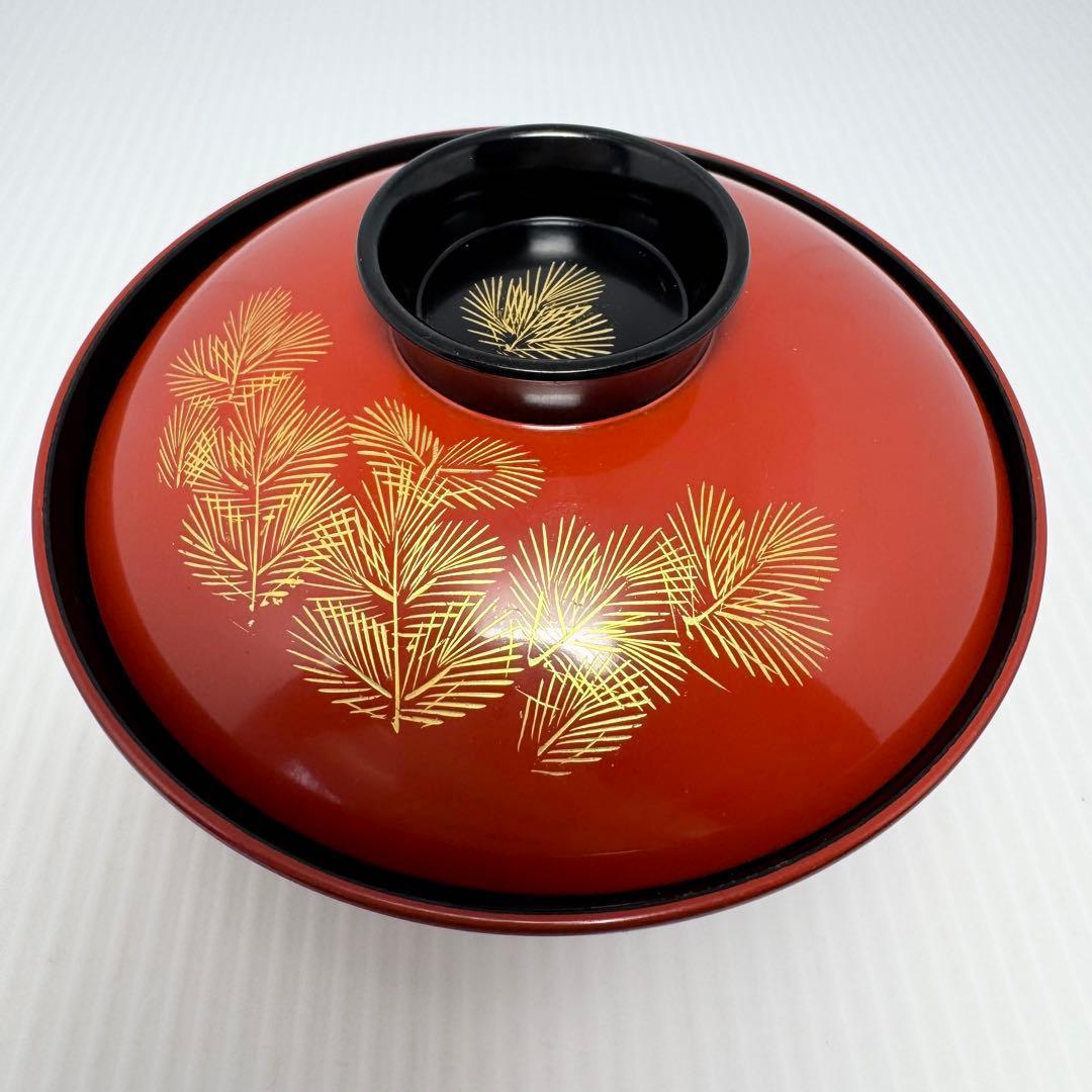 輪島塗 蓋付き椀 沈金 5客セット 漆器 伝統工芸 陶芸 漆器 赤