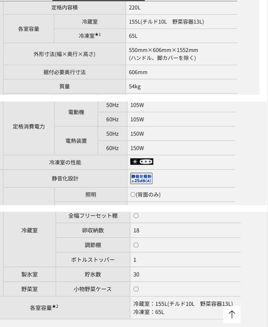 冷蔵庫　National 220リットル　NR-B22T1-h