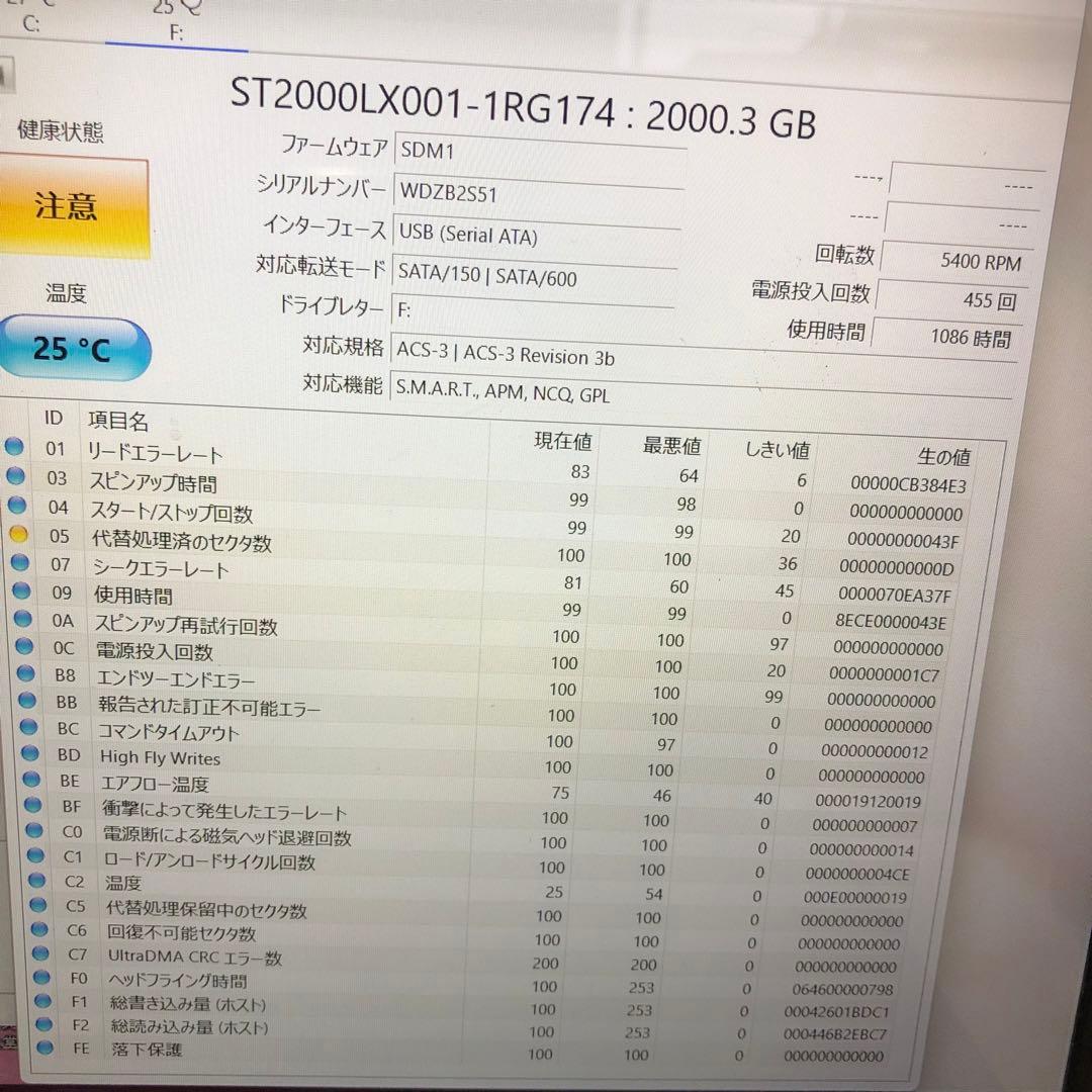 1086 HDD 2.5インチ 注意 2TB 750GB 640GB 500GB