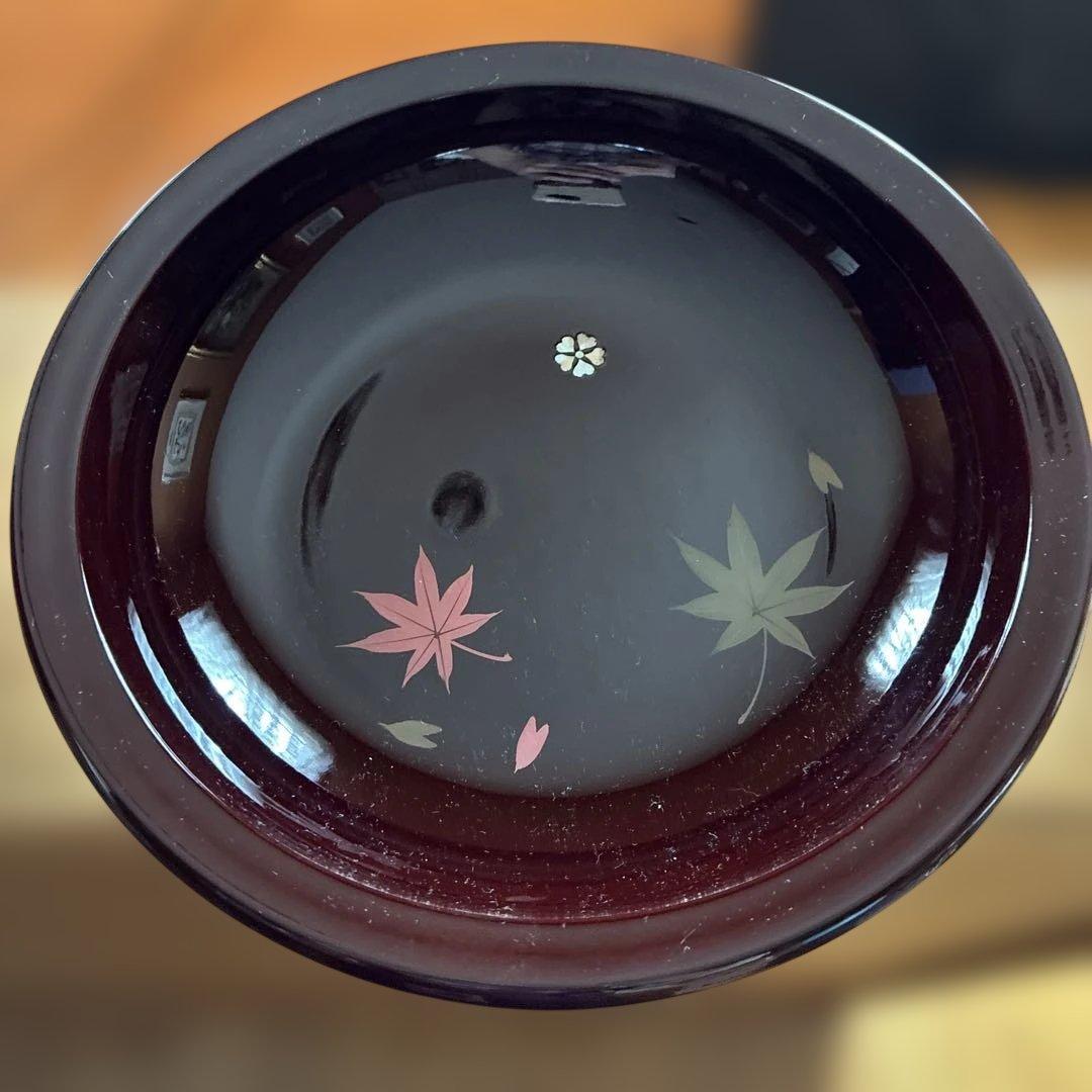 茶道具菓子器　漆器皿2点セット 紅葉と花の金箔装飾　輪島塗　山中漆器