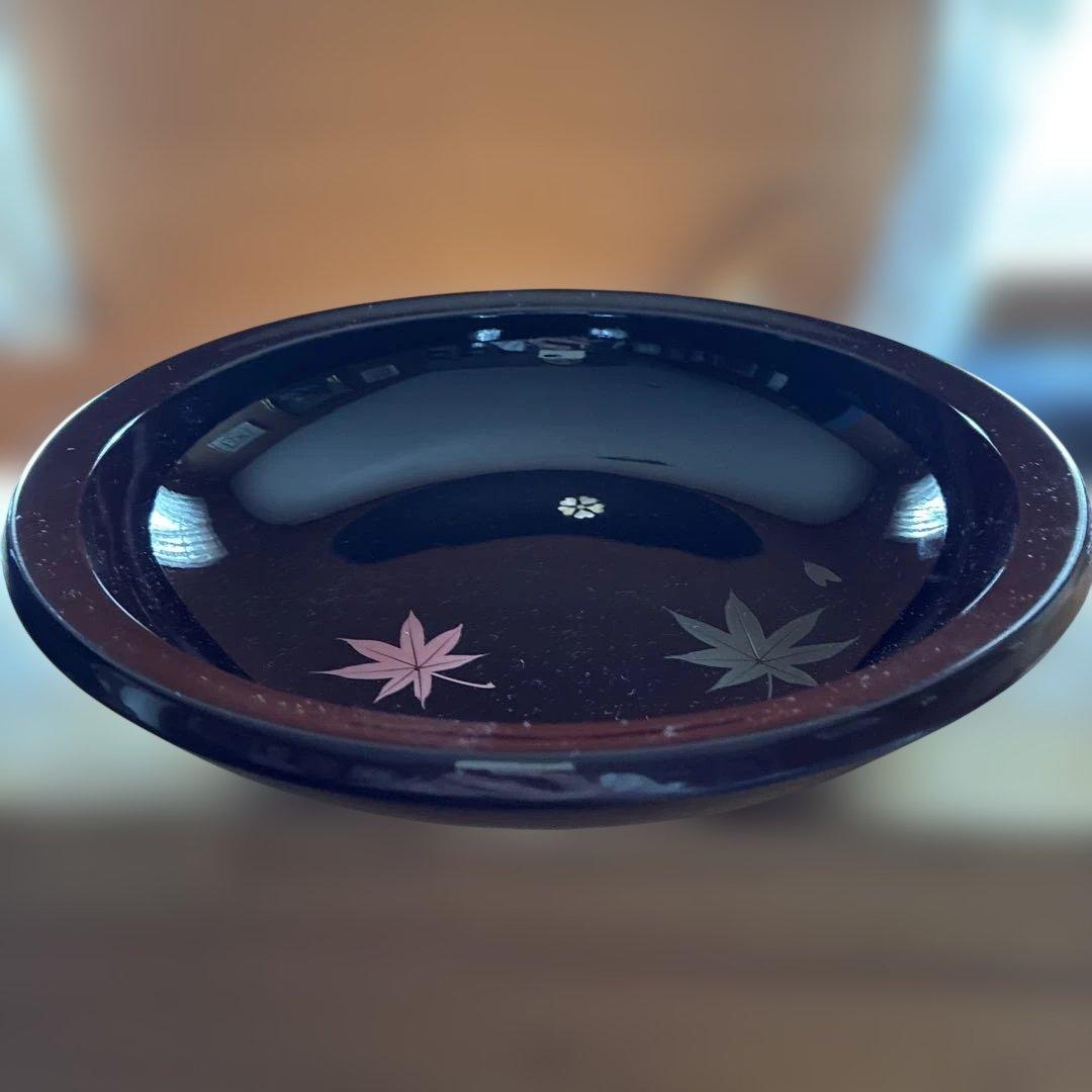 茶道具菓子器　漆器皿2点セット 紅葉と花の金箔装飾　輪島塗　山中漆器