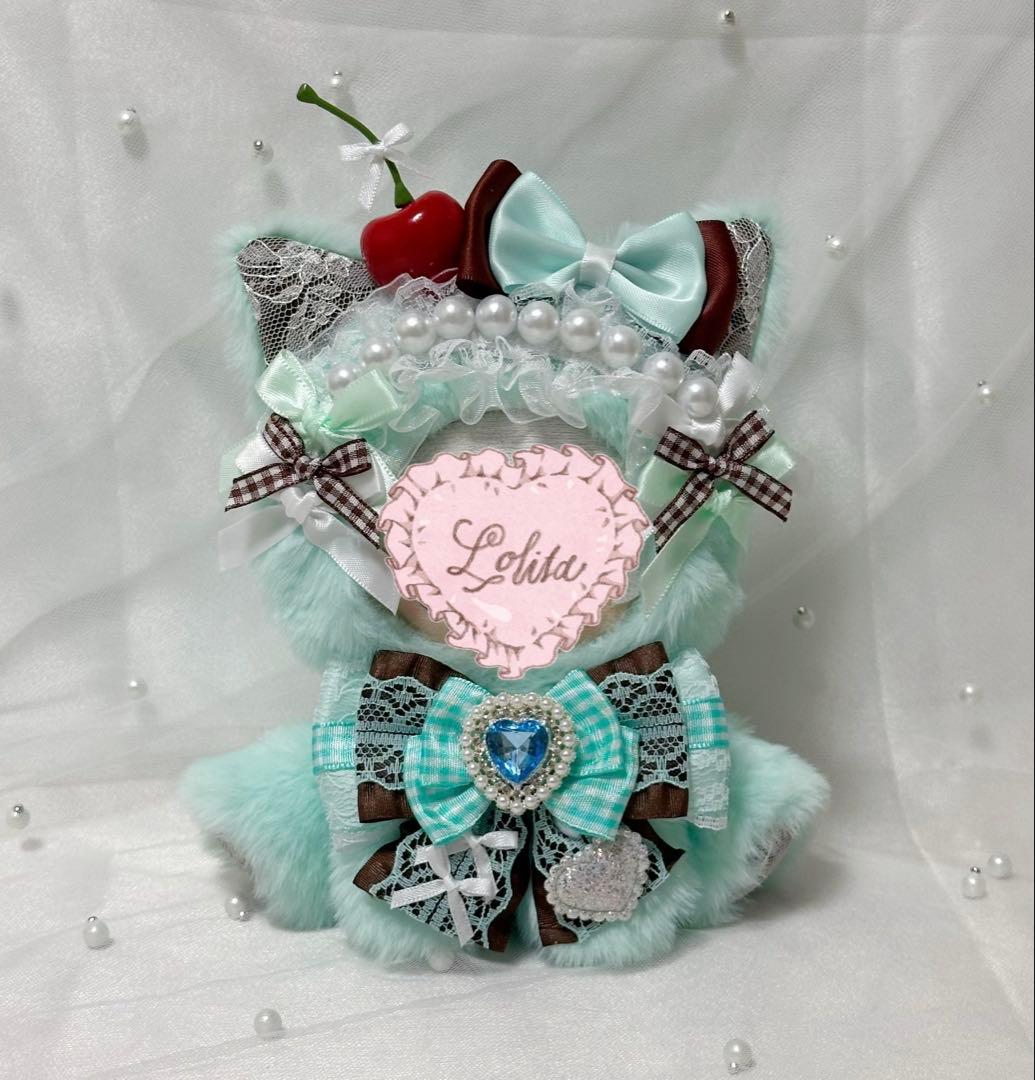 ぬい服 10~13cm おすわり ネコ ミントグリーン