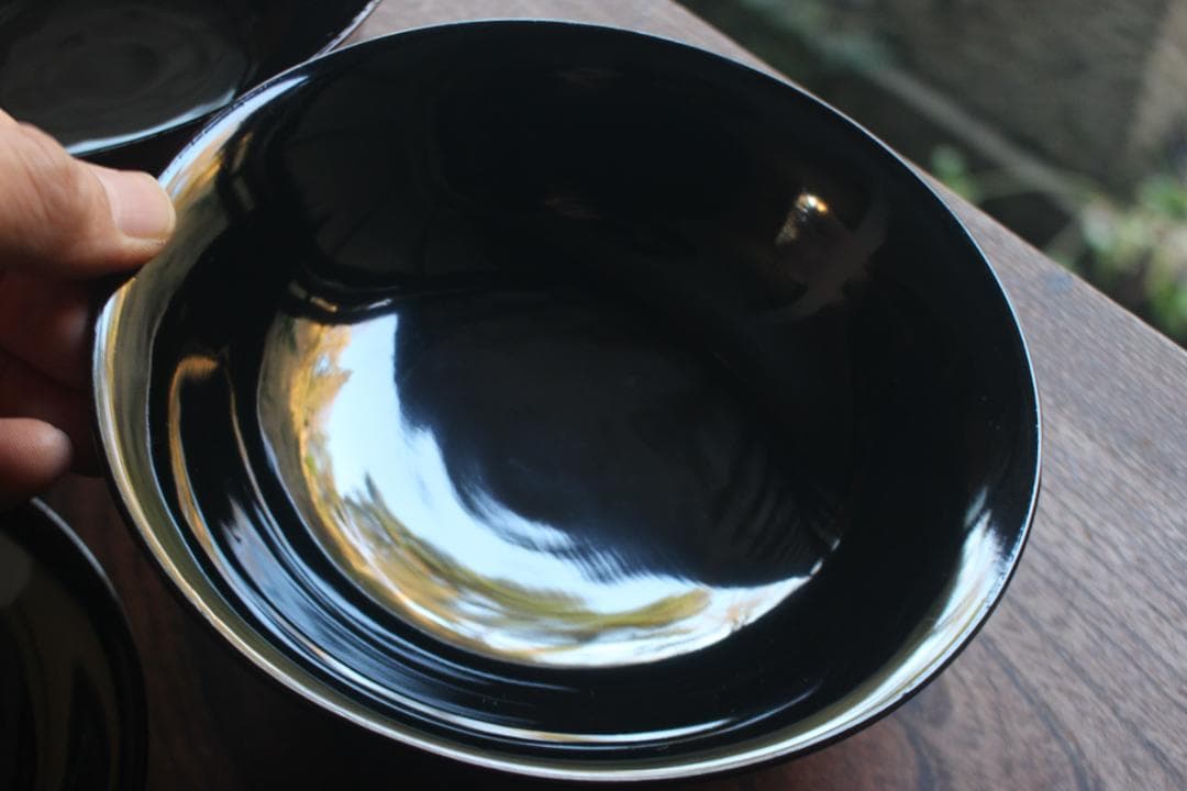 時代逸品！風情ある栗色漆に極上牡丹蝶蒔絵の映える大椀2点（検輪島塗蒔絵椀雑煮椀