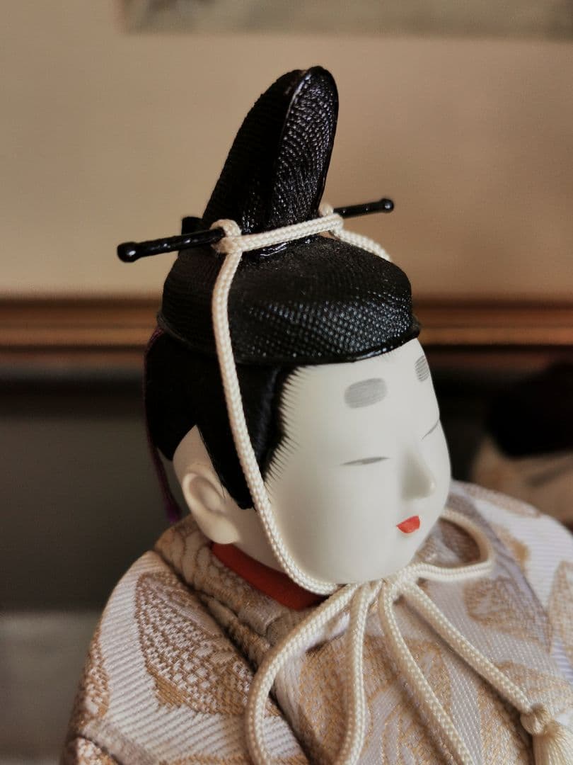 鈴木賢一 雛人形 清華 衣笠 アンティーク桃色刺繍クロス付き 箱入 伝統工芸士