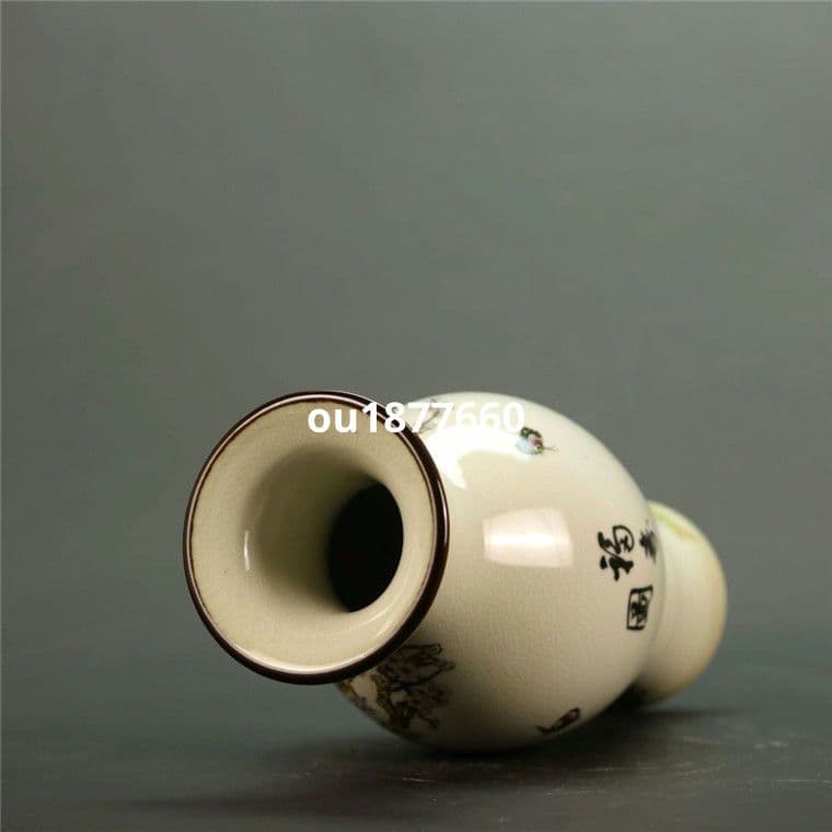 パステル福寿図魚尾花瓶 景徳鎮 陶磁器 装飾品 現代工芸品 美術品 置物