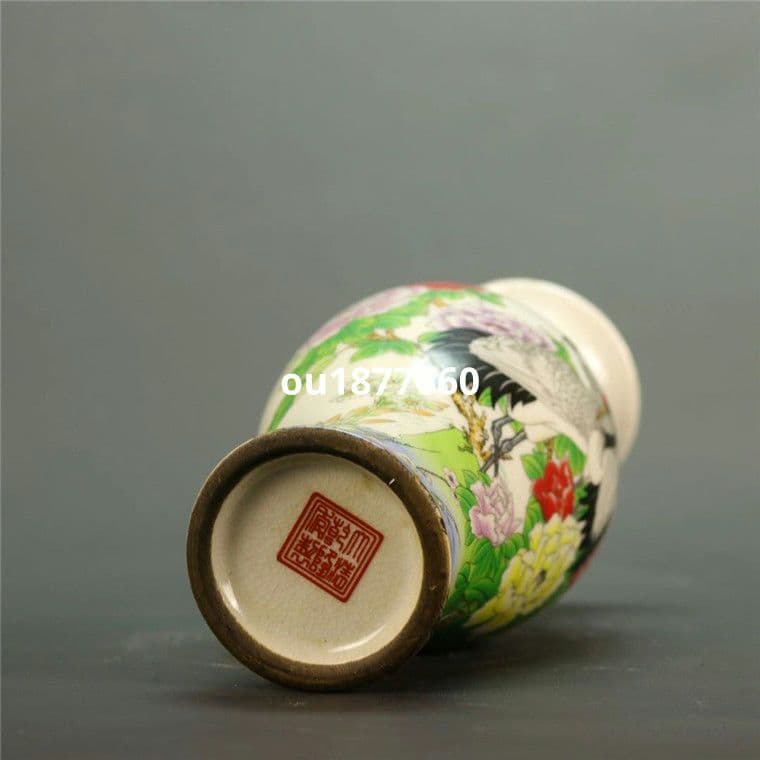 パステル福寿図魚尾花瓶 景徳鎮 陶磁器 装飾品 現代工芸品 美術品 置物
