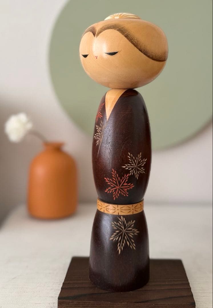 RARE Sadao Kishi岸 貞男 作 創作こけし「雅」26cm 共箱付