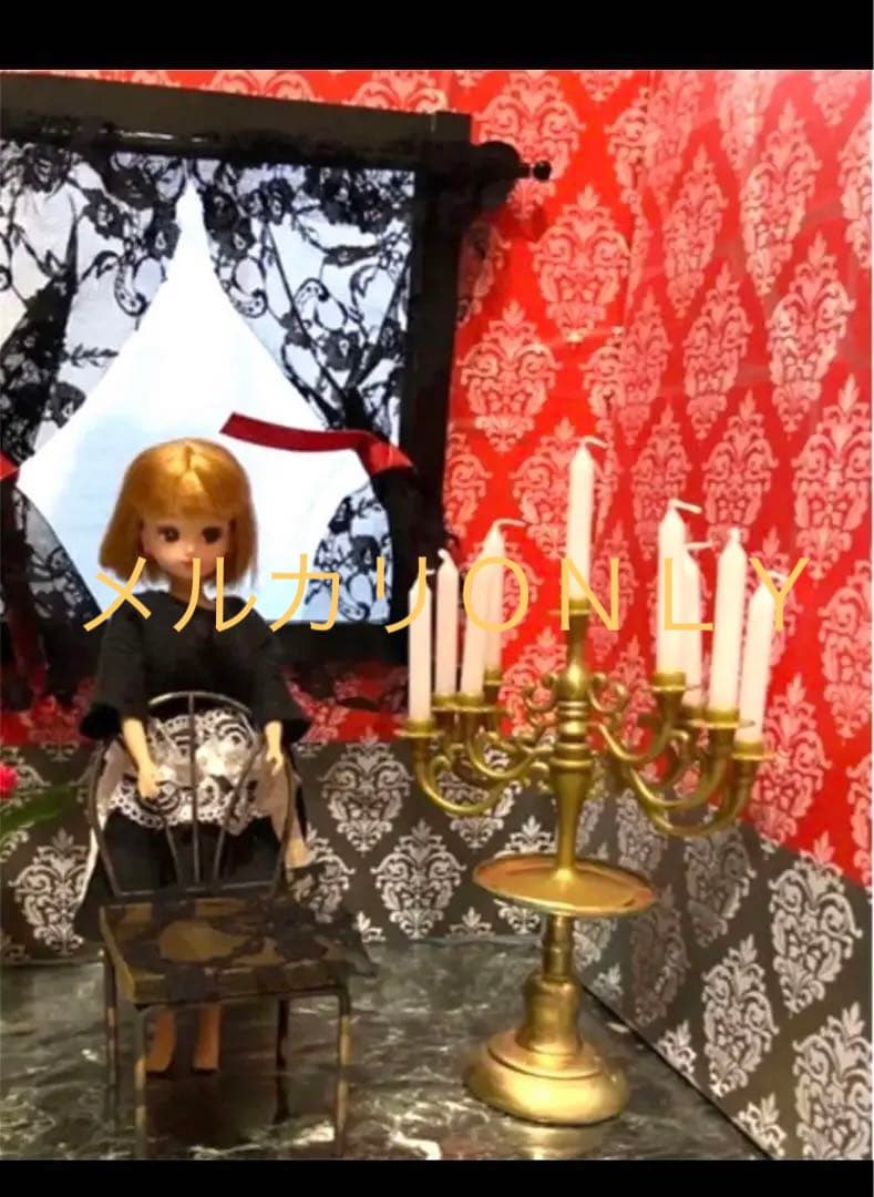 漆黒の洋館　ゴスロリ　撮影背景　6分の1 ブライズにも　ドールハウス　ゴシック