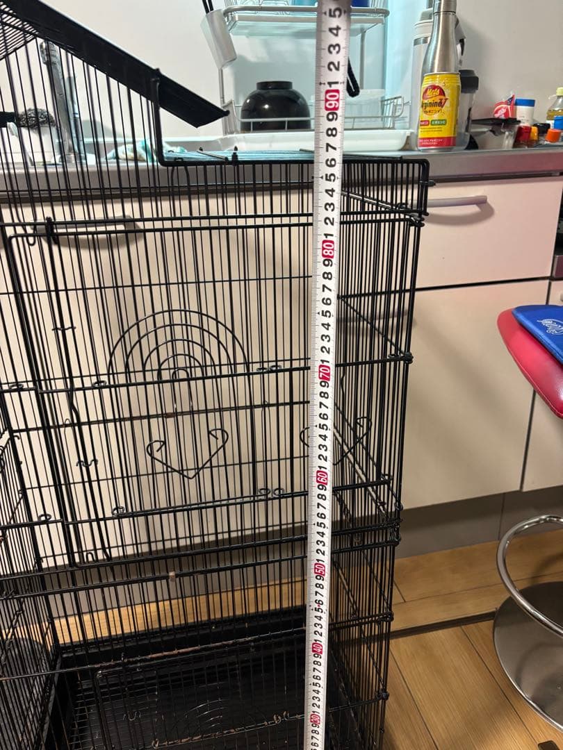 黒いメタル鳥かご 高さ約100cm