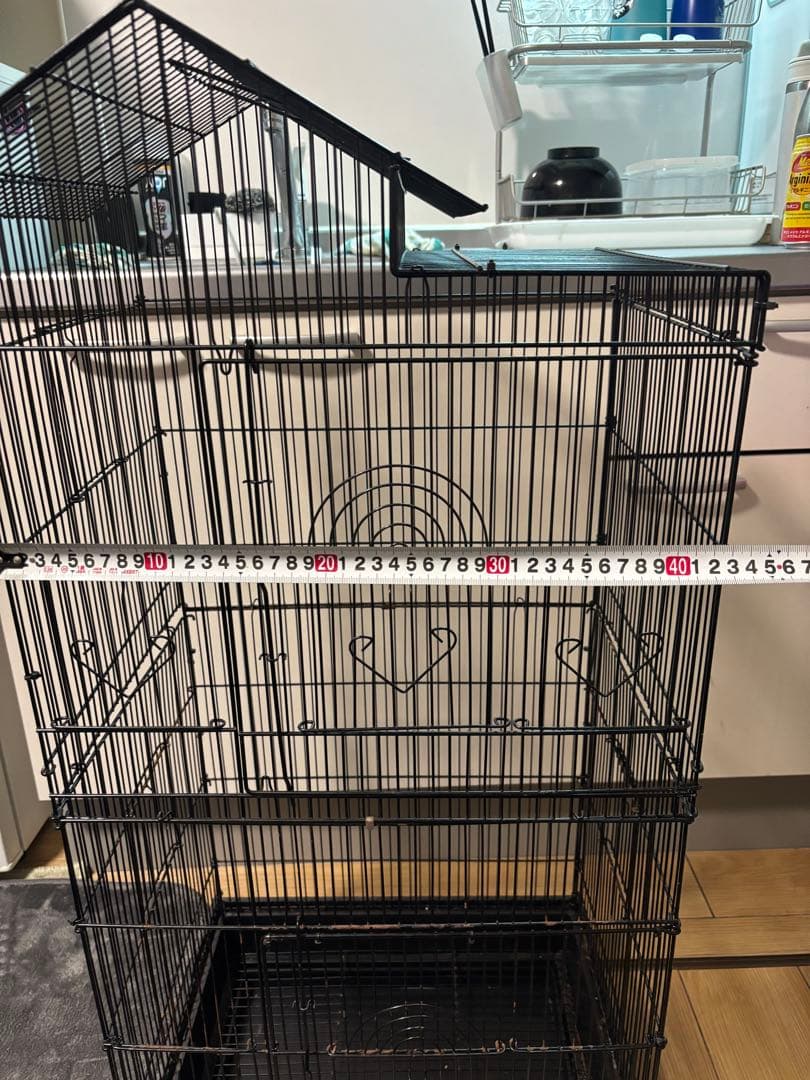 黒いメタル鳥かご 高さ約100cm