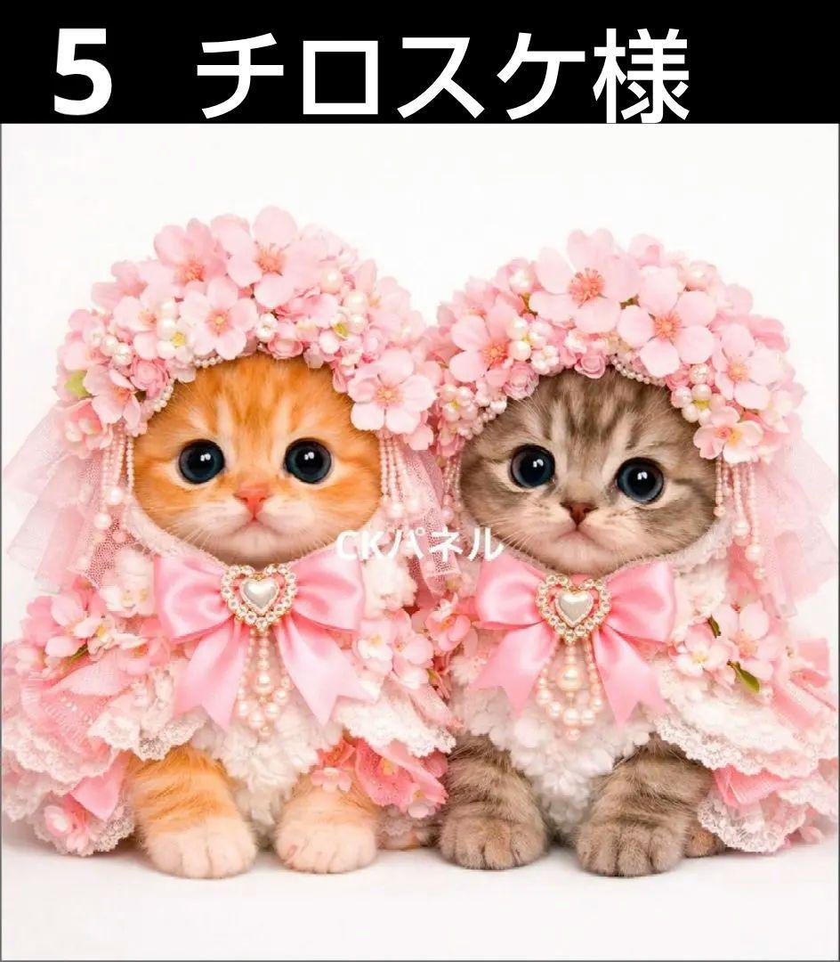 オーダーページ　227 花ねこちゃん柄　1/9　ハンドメイド