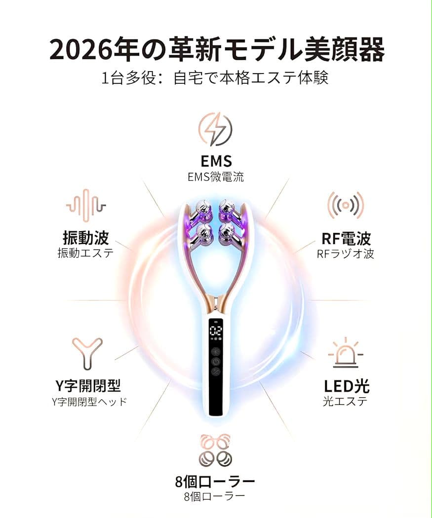 EMS美顔器 美顔ローラー 小顔 フェイス＆ボディー用 RF Type-C充電