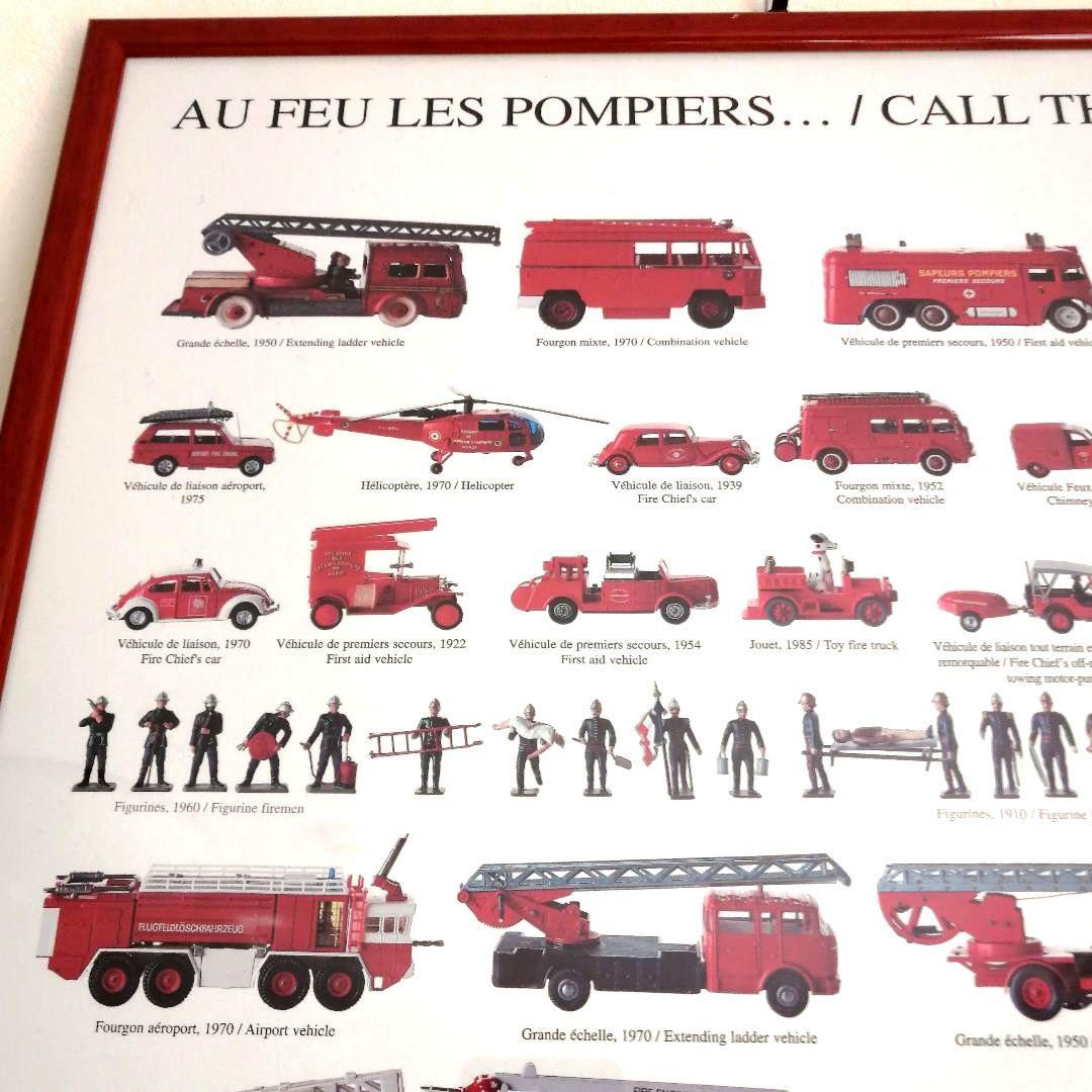❀美品❀　レトロ　フランス　消防車　アートポスター　アンティーク　レトロ雑貨