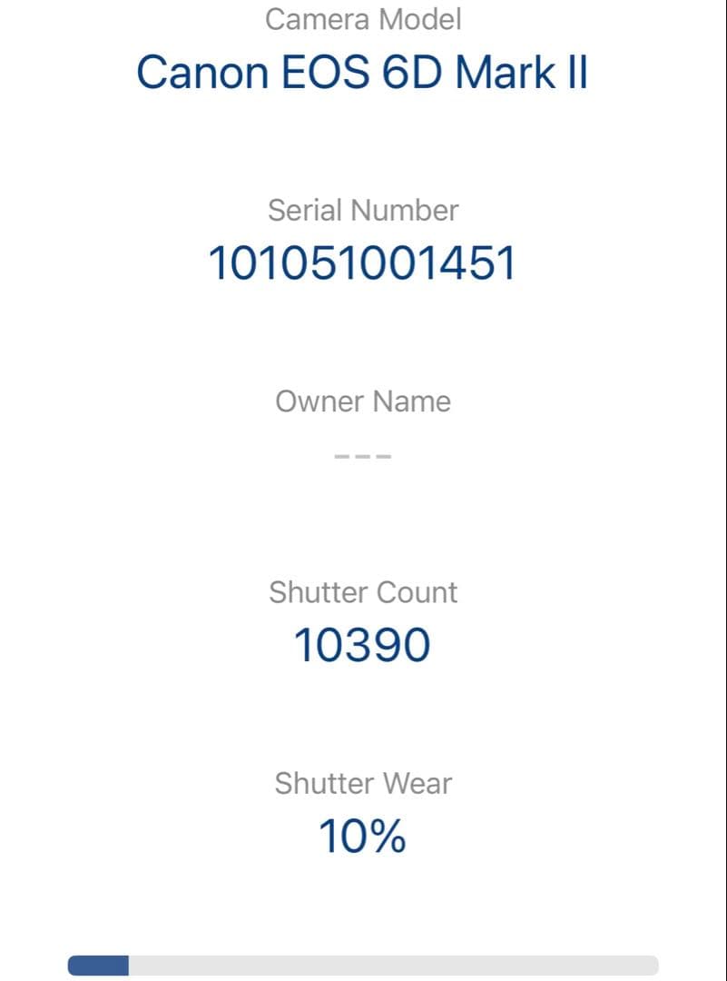 Canon EOS 6D markⅡ｜ショット数「10390回」