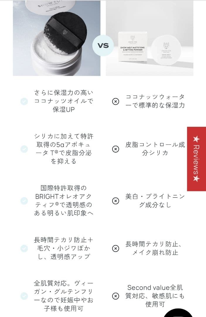 スノーフォックス スノーメルト モイスチャーマットブライトパウダー 5.5g