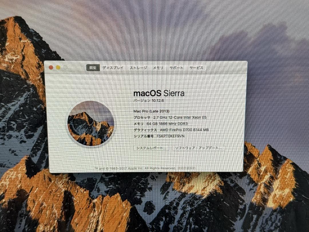 桜*く様 Mac Pro 2013 12Core 64GB D700 1TB S