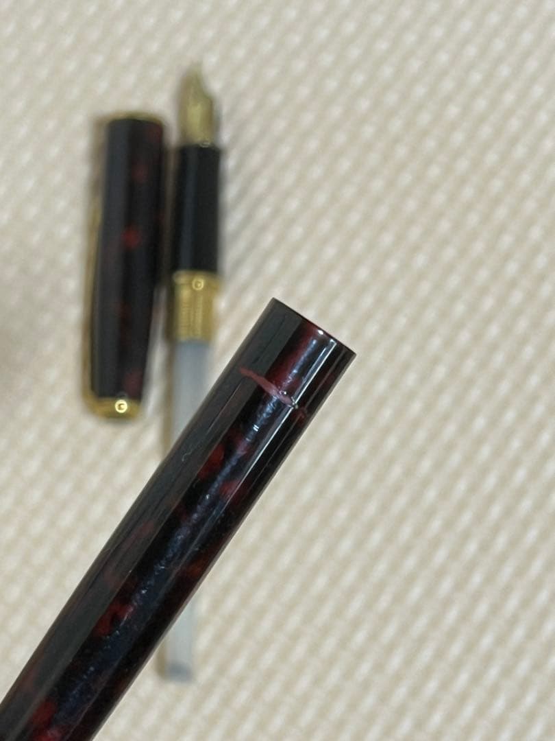 パーカー　ソネット　レッド　マーブル　18金　ゴールド