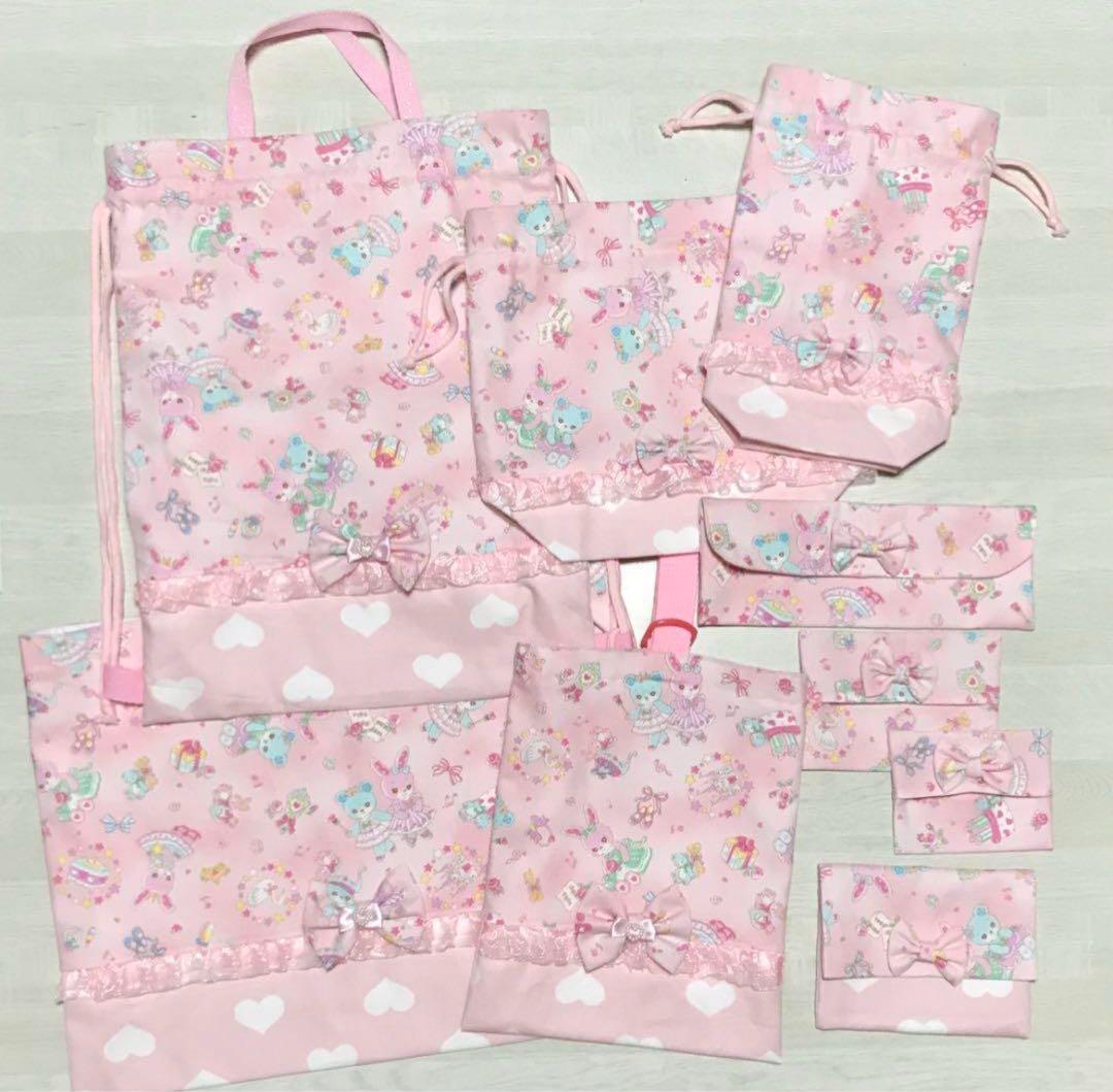 ハンドメイド　オーダー　女の子　ランチョンマット　巾着袋　レッスンバック　など